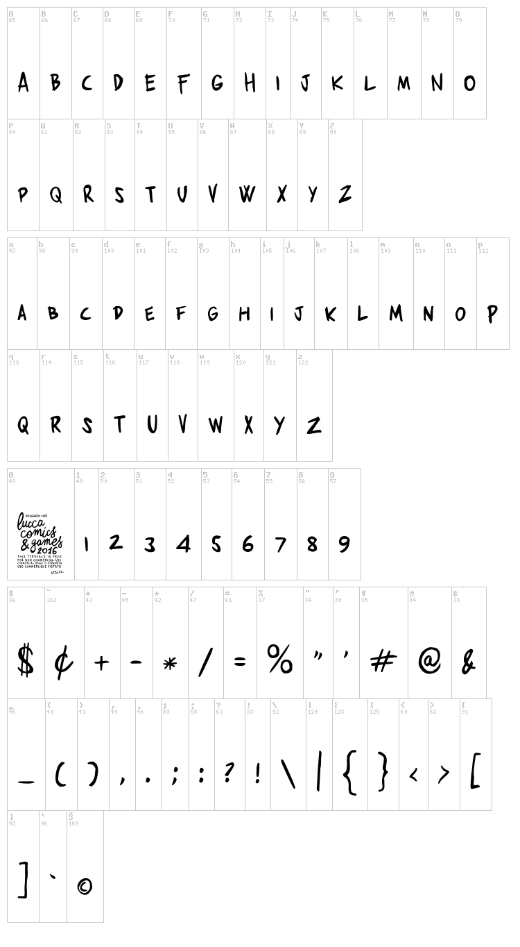 Zerocalcare font map